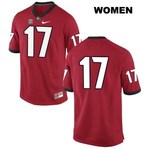 Women's Georgia Bulldogs NCAA #17 Davin Bellamy Nike Stitched Red Authentic No Name College Football Jersey VIR5354JR